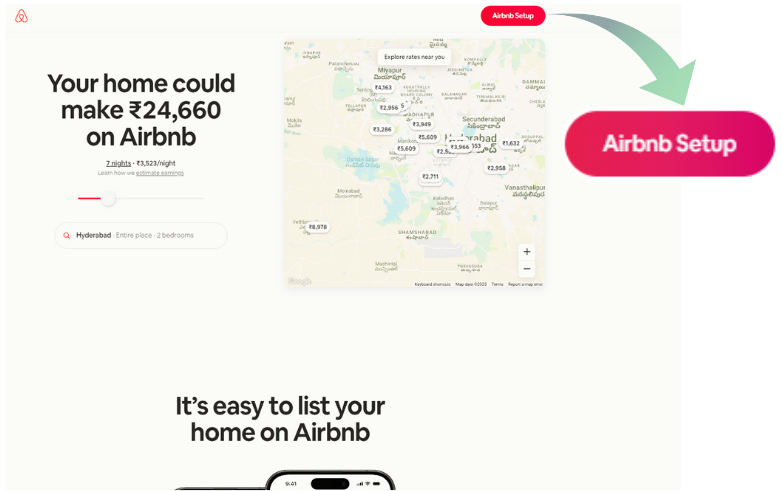 Airbnb’s Host Signup Page