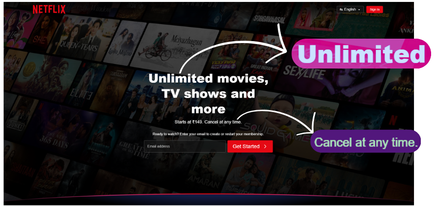 Netflix’s 'Unlimited’ Offering Page