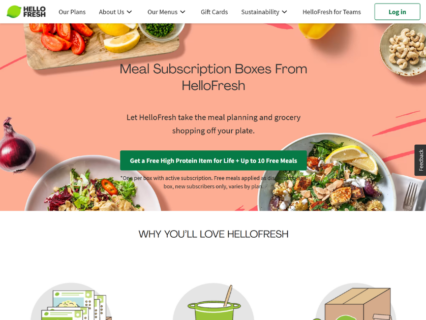 HelloFresh’s Subscription Page