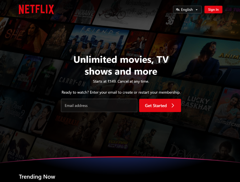 Netflix’s Free Trial Page